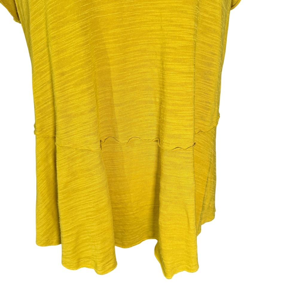 Free People We The Free Chartreuse Slub Knit Peplum Top Short Sleeve Size Medium - Picture 9 of 13